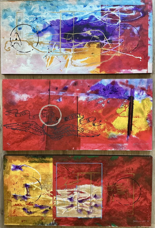 Piotr Konkel - tríptico ‘Abrazo’ - serigrafías sobre tabla