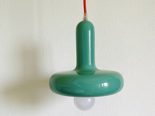 Bauhaus style green metal pendant light