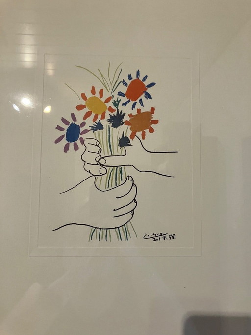 Quadro incorniciato di Pablo Picasso! Mani con bouquet! Passepartout! Stampa in rilievo! Galleria (photo 2 of 7)