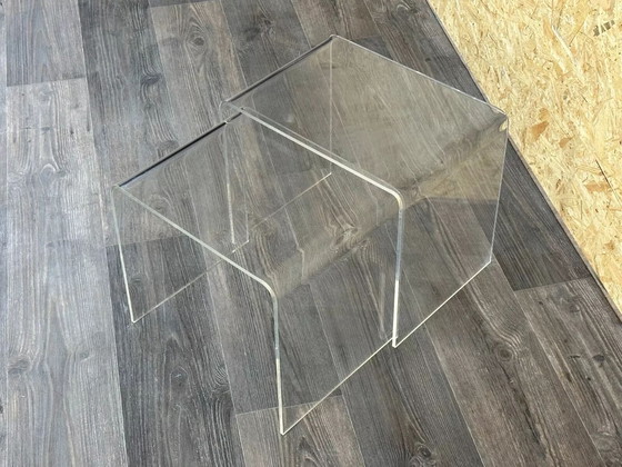 Image 1 of 60s 70s side tables Nesting Tables Acrylic Plastic Space Age Design