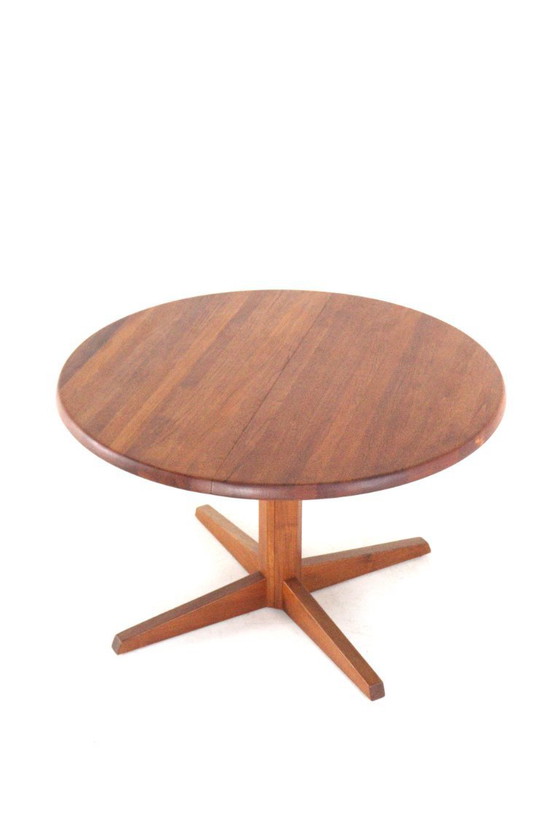 Image 1 of Table ronde de salle à manger danoise 'Lunde' en teck massif vintage