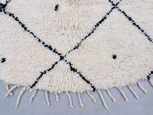 Alfombra redonda Beni ourain de 200 x 200 cm - Nuevo diseño bereber. Alfombra marroquí de lana anudada a mano.