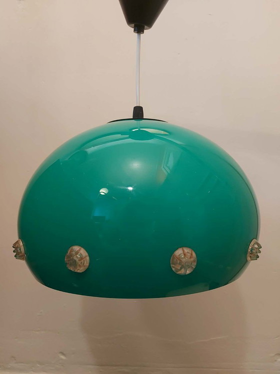 Image 1 of Lampada a sospensione verde in stile Space Age, lampada a forma di UFO, anni '70