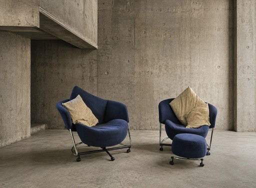 2 x Cassina Girotonda lounge chair / 1 x ottoman / Francesco Binfaré for Cassina / 1990s