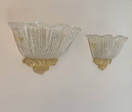 Een paar vintage, geperste wandlampen van Murano-glas, Italië 1980. – Murano Glass (photo 12 of 12)
