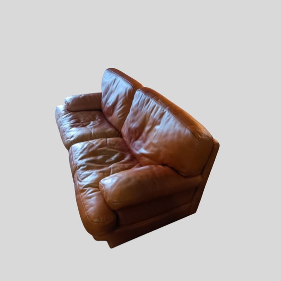 Image 1 of Canapé Formaflex vintage en cuir italien - 3 et 2 places, Cognac