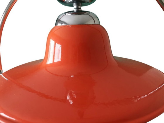Image 1 of Lampe suspendue à tirette orange brillant, Mid Century, années 1960