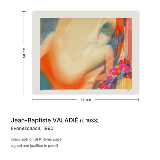 Jean-Baptiste Valadié Lithographie Signée Evanescence 1990 – Lithographies et sérigraphies, Paper (photo 3 of 5)