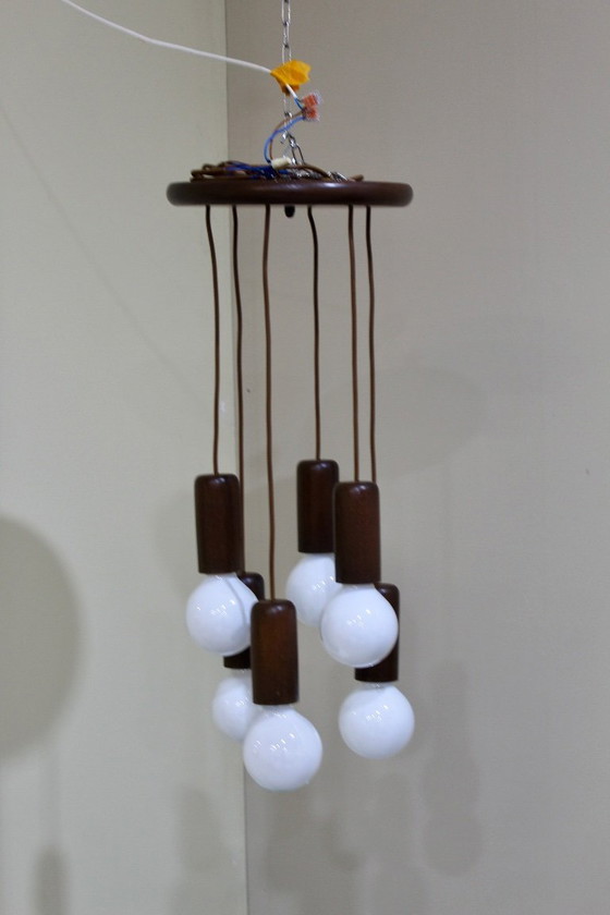 Image 1 of Lampada a cascata in legno dal design vintage