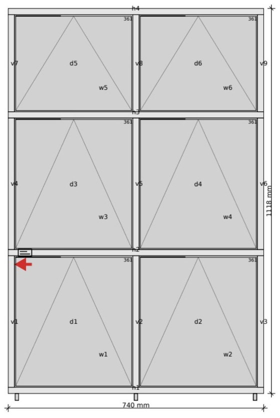 Image 1 of Tylko dressoir in bordeauxrood met deuren en lades