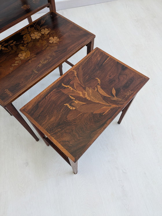 Image 1 of Set of Coffee Tables, Emile Gallé - Inlaid Wood
