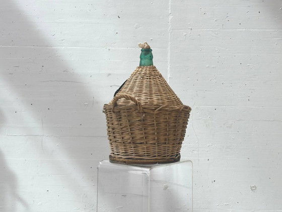 Image 1 of Italienischer Glasballon im Korbgeflecht, Mitte 20. Jahrhundert
