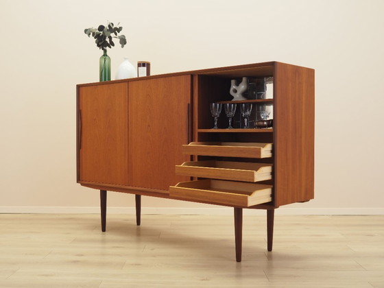 Deens teakhouten highboard met barkast en schuifdeuren, jaren 60 – Dressoirs, Wood (photo 5 of 16)