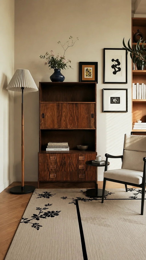 Palissanderhouten hoge boekenkast – high boards, Wood, Mid Century Modern (photo 2 of 8)