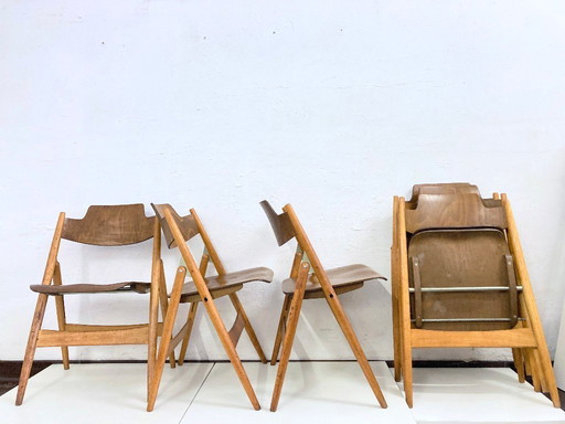  6 chaises pliantes SE18 années 50 Design Egon Eiermann pour Wilde & Spieth