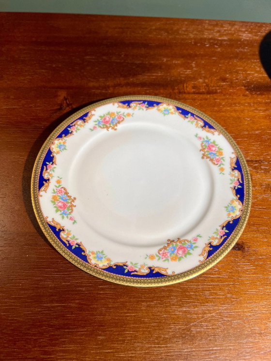 Vintage Koffieservies voor 6, Kobaltblauw met 14k Gouden Rand, Mosrozen, Uitstekende Staat, van Bavaria (photo 9 of 10)