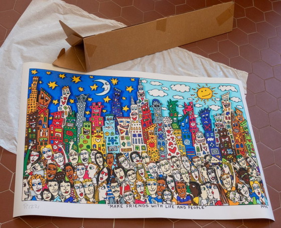 Make Friends with Life and People - James Rizzi 1996 - Poster 61 × 91 cm, Paper, Blue (photo 8 of 13)