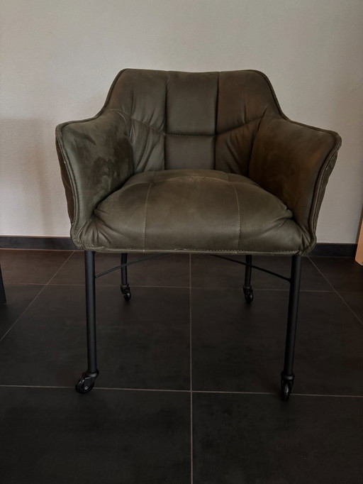 4x dining chair with wheels Royce eco-leather - Bronx71