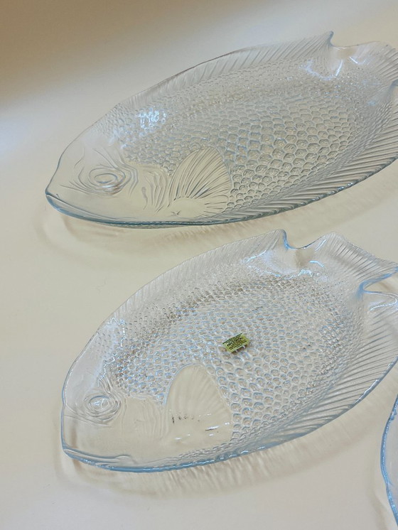 Image 1 of Servicio de pescado de cristal Arcoroc: 1 bandeja + 6 platos