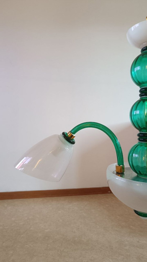 Image 1 of MURANO Sylcom 3-lichts hanglamp in smaragdgroen, in hoogte verstelbaar.