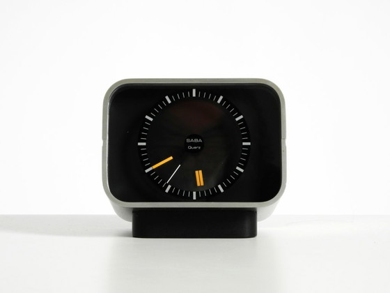 Image 1 of Horloge de table SABA originale, très rare et de grande taille, avec boîtier en aluminium, datant de 1975.