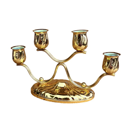 Image 1 of Four-light, gold-plated table candlestick, Germany, 1940s.