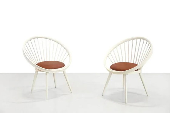 White Yngve Ekström Cirkle chair with leather cushion – Swedese, Dining chairs, Wood, Scandinavian (photo 6 of 8)