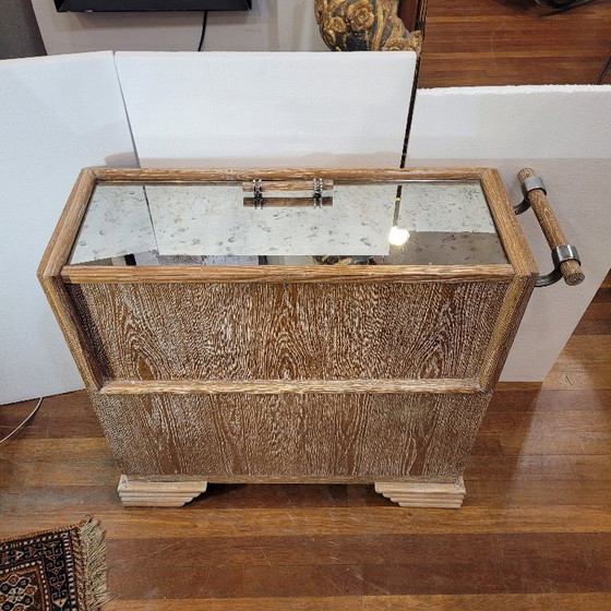 Image 1 of Meuble bar style Art déco, bois de chêne, années 80 – France