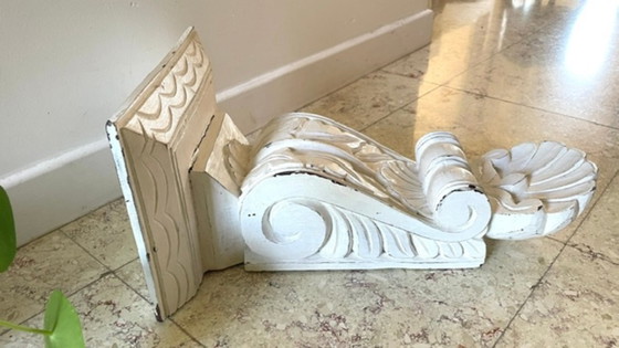 Patinated White Wall Console Shelf – Shelving unit, Wood (photo 11 of 35)