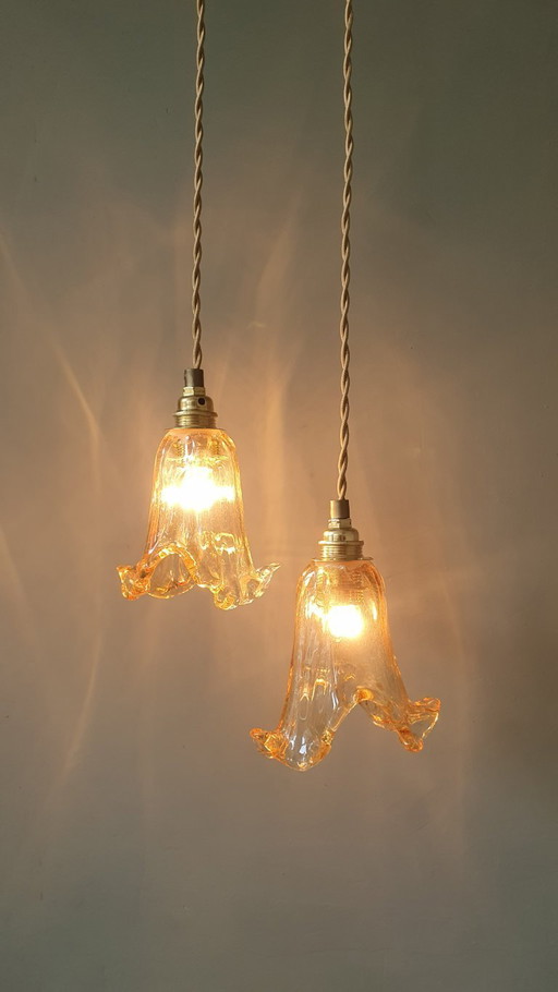 Ensemble de 2 suspensions vintage de Murano - Italie - Milieu du XXe siècle