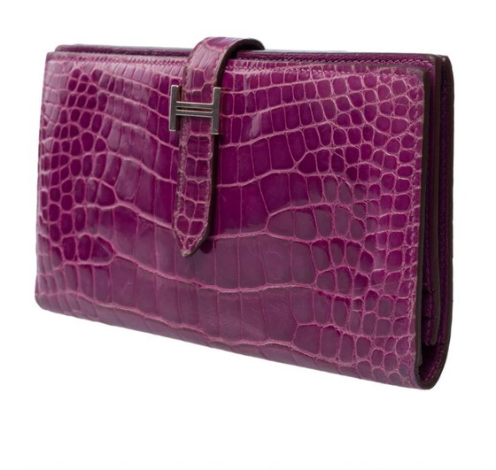 Image 1 of Accessoire HERMES Bearn en Cuirs exotiques Violet - 101993