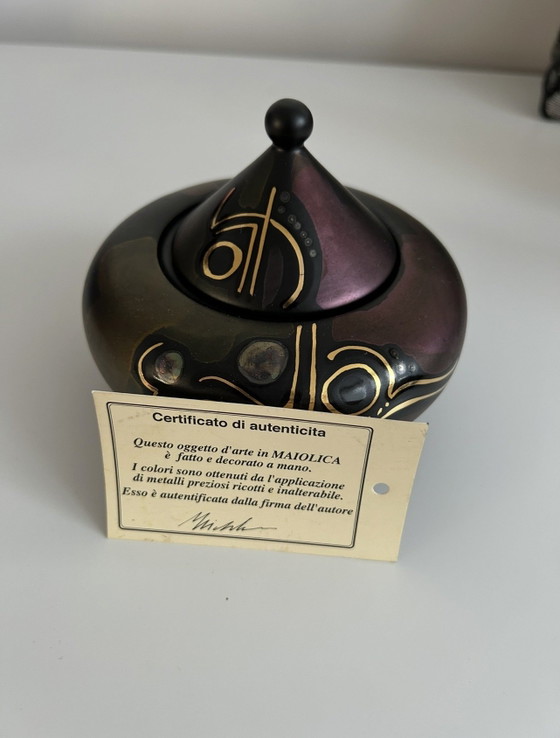 Scatola con coperchio italiana Space Age Errevi Renzo Verzolini Ceramica d'arte Oro – Studio EREVI (photo 5 of 5)