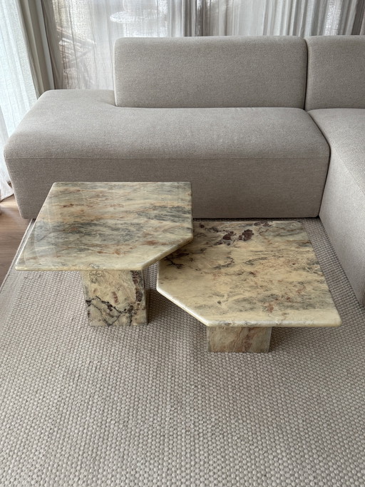 Vintage marmeren salontafel set, Italië 1970