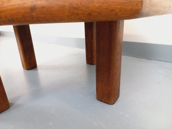 Image 1 of Tavolino ottagonale Barrois con motivi vintage da erbario in legno di rovere e ceramica Vallauris degli anni '60 e '70.