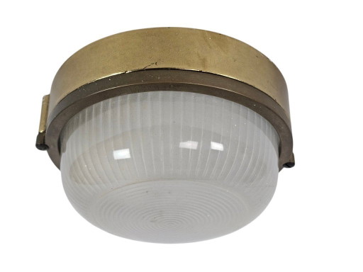 Ship's lamp - Bullseye lamp - brass - glass - wall lamp - solid - 80s