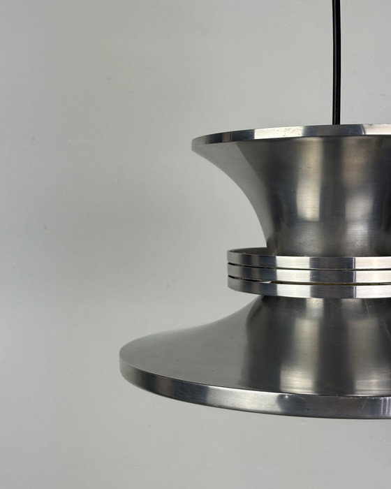 Image 1 of Danish Space Age UFO Brushed Aluminum Pendant Lamp Sputnik design Mid Century Modern 70s Industrial Minimalist 1970s Denmark