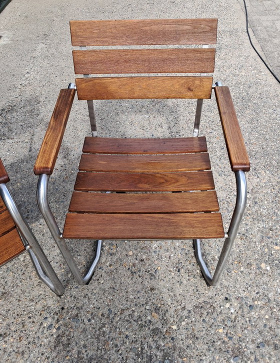 Image 1 of 4 chaises de jardin Gispen en teck/RS, empilables