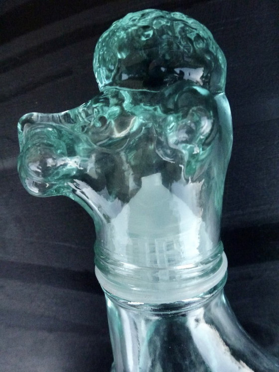 Image 1 of 2x Vintage Glazen karaffen in de vorm van Hond en Haan.