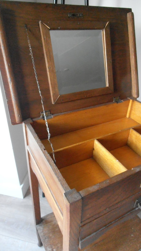 Image 1 of Dressing table - Sidetable with faceted mirror & drawer, 4 compartments