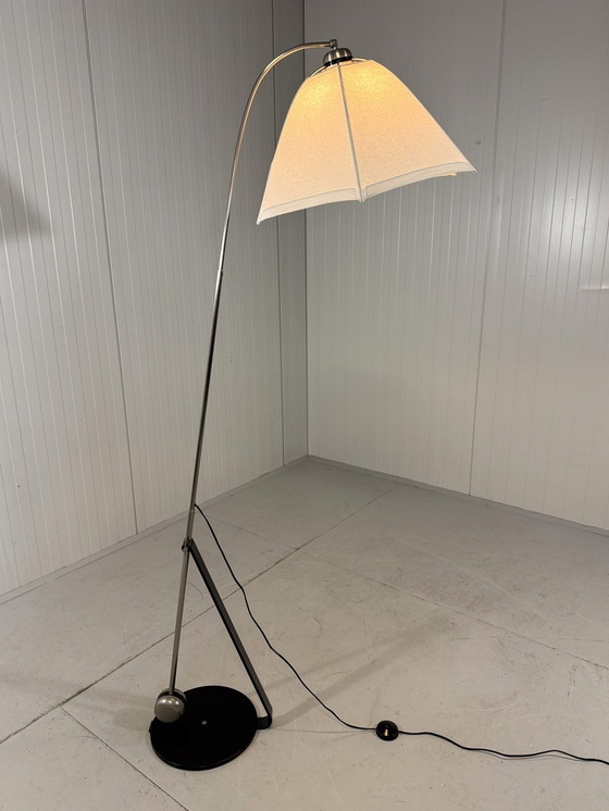 Image 1 of Fishing Rod Floor Lamp with Umbrella Lampshade 1970-80's