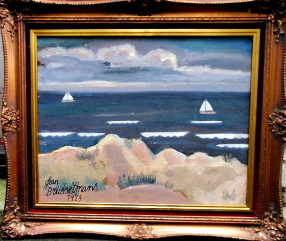 Image 1 of Jean Brusselmans ''Paesaggio marino olio su tela