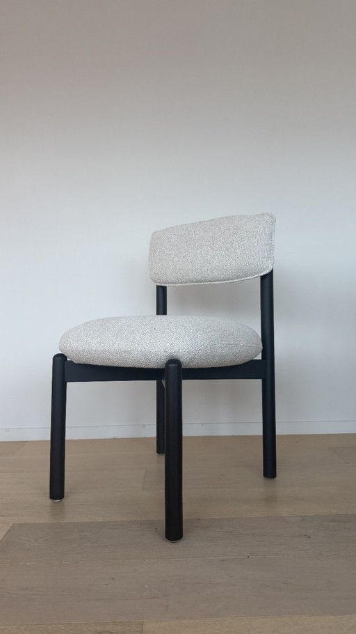 6 sedie da pranzo di design in bouclé – come nuove – stile giapponese/scandinavo