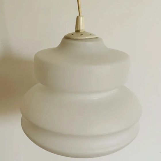 Vintage white opaline Pendant lamp, Scandinavian Design, Glass (photo 10 of 11)