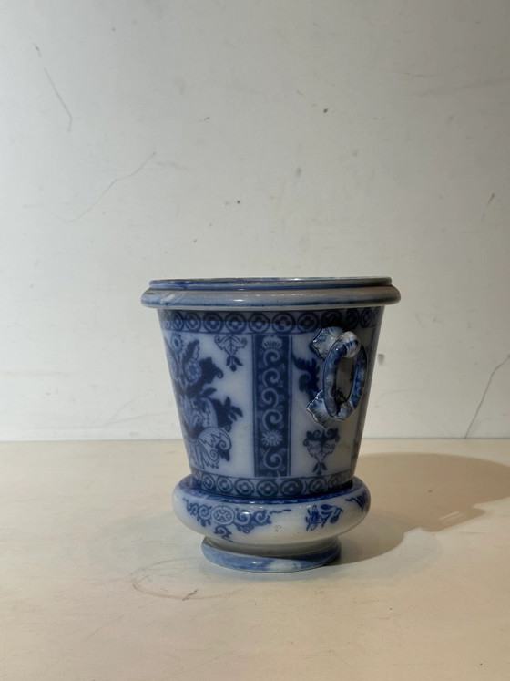 Cachepot antiguo azul y blanco – Maastricht Regout – Jarrones (photo 3 of 5)