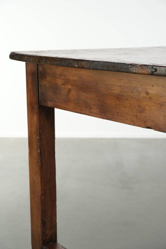 Image 1 of Franse antieke boeren eettafel uit de 19e eeuw van grenenhout