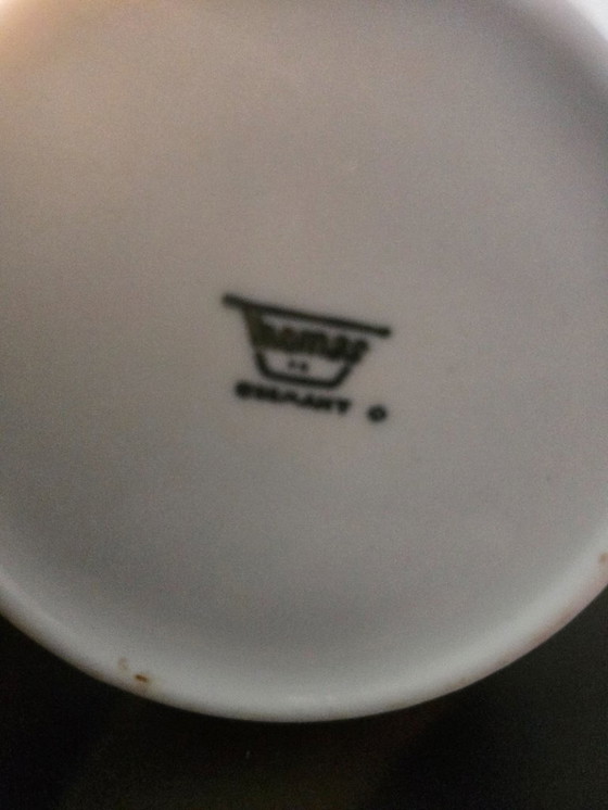 Image 1 of 4 ceramic mugs in white and blue - 70s design - Herta Bengtson Thomas Rosenthal Group Germany Totally cool