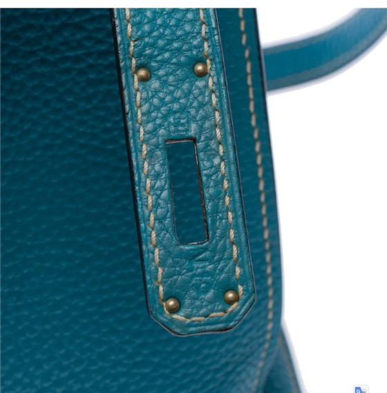 Image 1 of Borsa HERMES Kelly 32 in cuoio blu - 103442