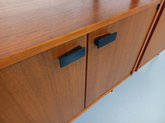 Image 1 of Bibliothèque étagère italienne double modulable vintage en teck et métal des années 60