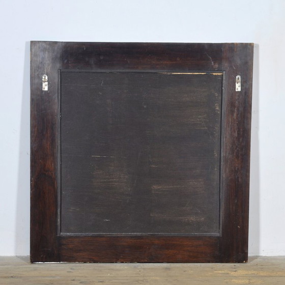 Image 1 of Eikenhouten brutalistische spiegel, jaren 70