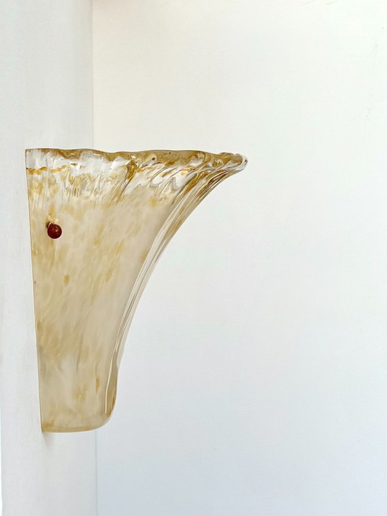 Image 1 of Paar antike Wandleuchten aus Muranoglas, Italien, 1980